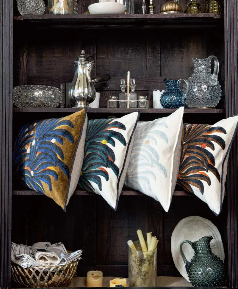 u00c9litis Kissen|Bedrucktes Samtkissen Oasis