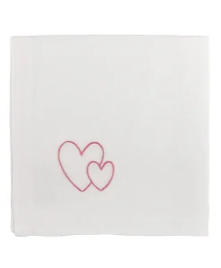 indradanush Tischwäsche|Servietten|Bestickte Leinenservietten Herzen