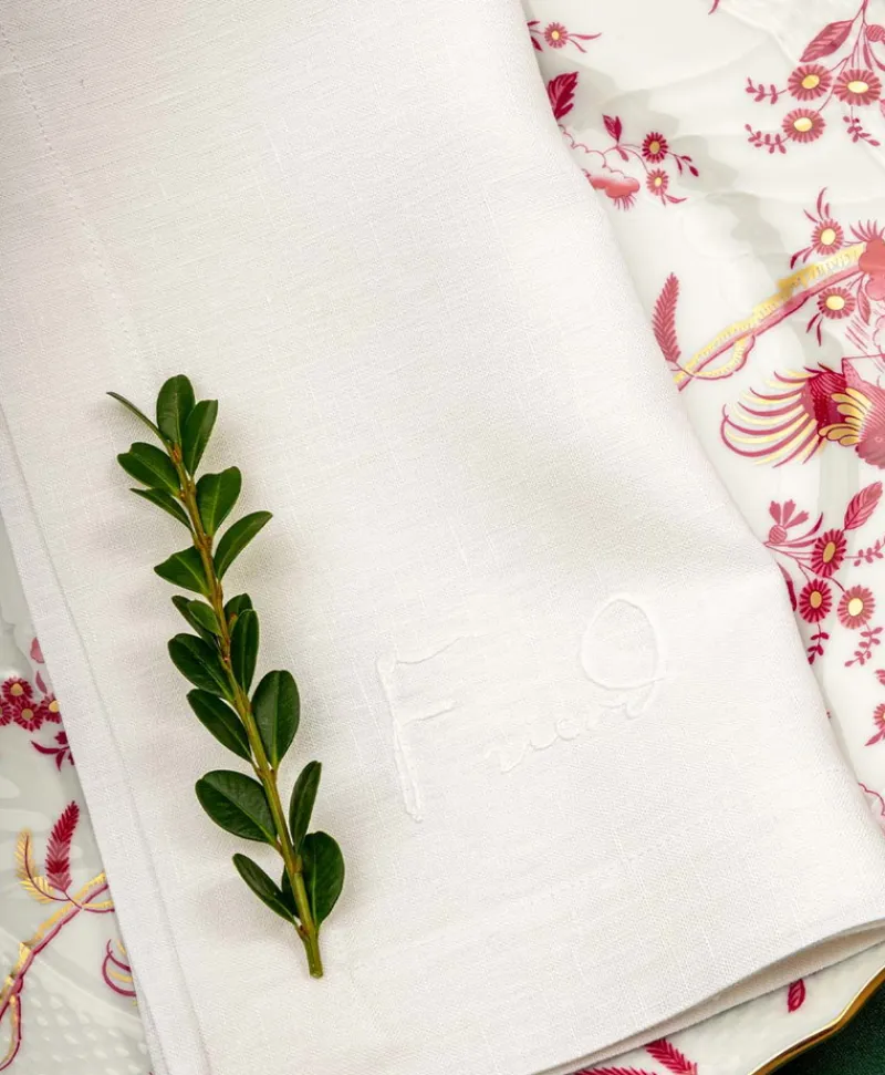 indradanush Tischwäsche|Servietten|Bestickte Leinenserviette Freund/Freundin/Friend