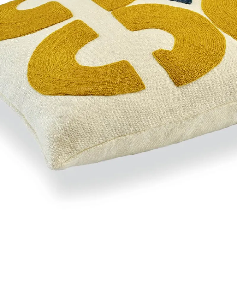 u00c9litis Kissen|Besticktes Leinenkissen Bahia