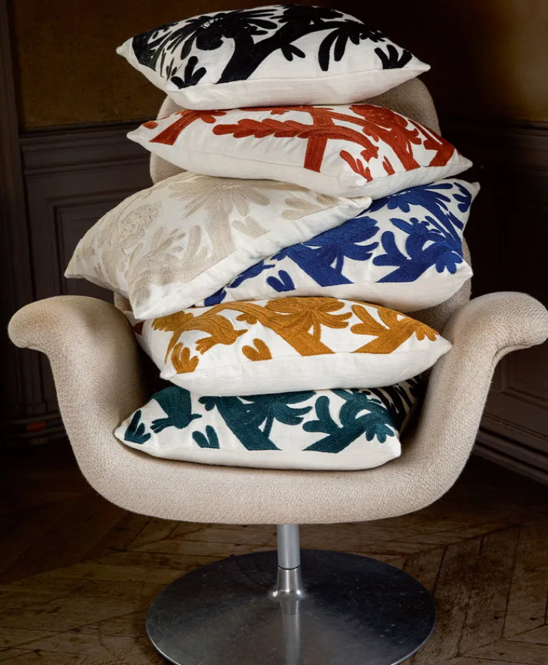 u00c9litis Kissen|Besticktes Leinenkissen Paradis