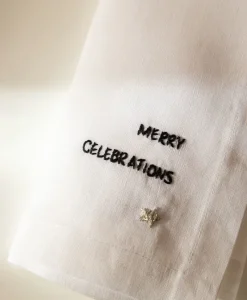 indradanush Tischwäsche|Servietten|Besticktes Leinenservietten-Set "Celebrations"