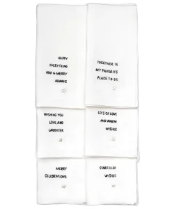 indradanush Tischwäsche|Servietten|Besticktes Leinenservietten-Set "Celebrations"