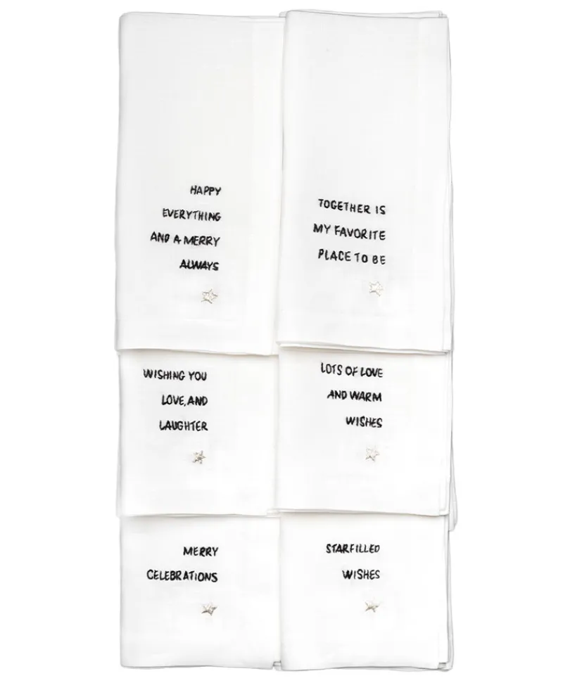 indradanush Tischwäsche|Servietten|Besticktes Leinenservietten-Set "Celebrations"