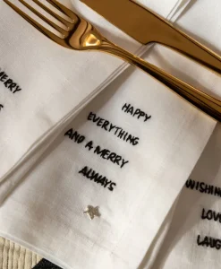 indradanush Tischwäsche|Servietten|Besticktes Leinenservietten-Set "Celebrations"