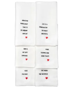 indradanush Tischwäsche|Servietten|Besticktes Leinenservietten-Set "Eat & Drink"