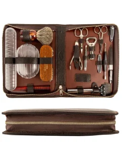 F. HAMMANN Reiseaccessoires|Maniküre Etuis|Chervo Reisenecessaire aus Kalbleder - Eschenburg Bestecke