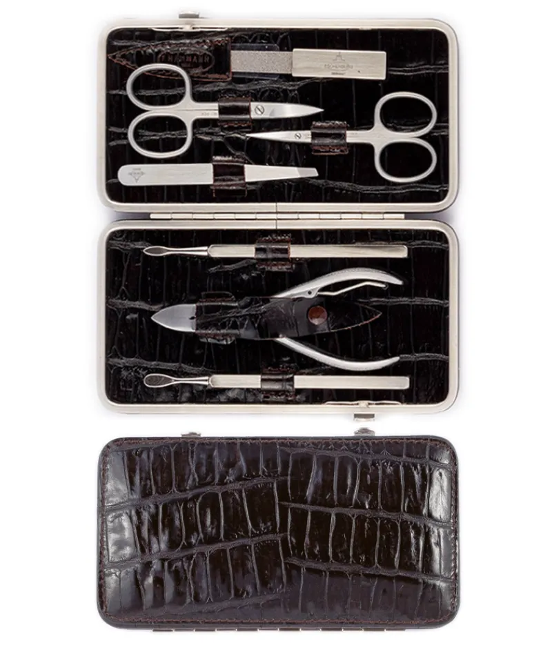 F. HAMMANN Reiseaccessoires|Maniküre Etuis|Croc Cowhide Manicure Frame L – Maniküre-Etui Kroko Kalbleder