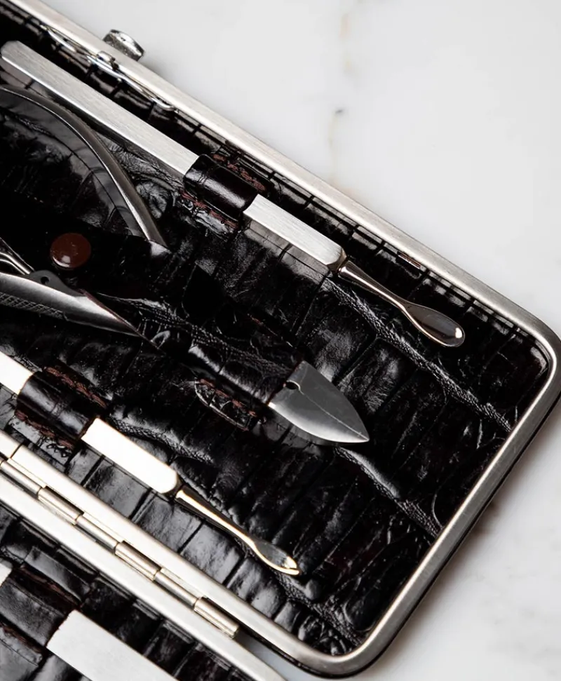 F. HAMMANN Reiseaccessoires|Maniküre Etuis|Croc Cowhide Manicure Frame L – Maniküre-Etui Kroko Kalbleder