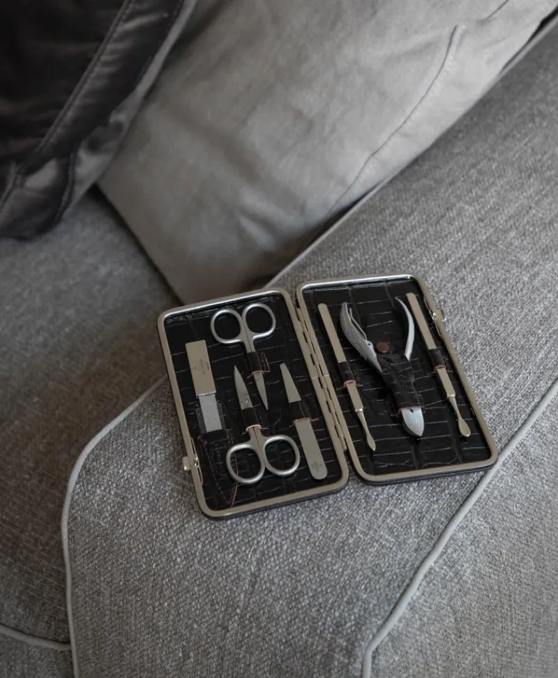 F. HAMMANN Reiseaccessoires|Maniküre Etuis|Croc Cowhide Manicure Frame L – Maniküre-Etui Kroko Kalbleder