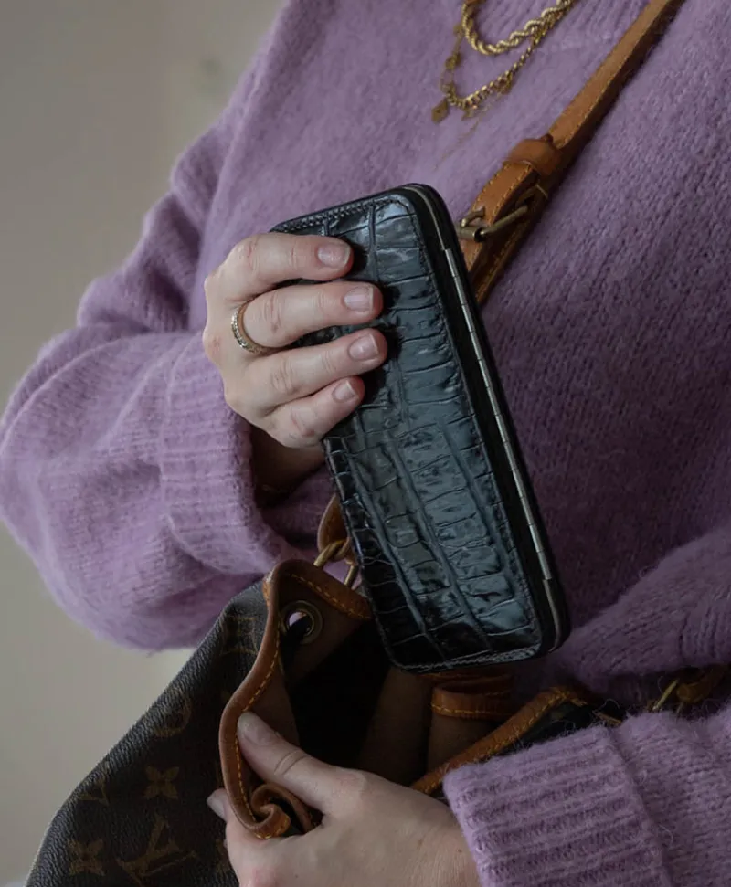 F. HAMMANN Reiseaccessoires|Maniküre Etuis|Croc Cowhide Manicure Frame L – Maniküre-Etui Kroko Kalbleder