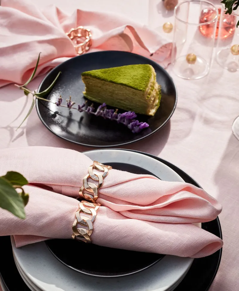 L'Objet Kaffee Und Tee|Tischwäsche|Cuban Link Serviettenringe 4er-Set