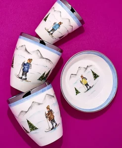 Sofina Porzellan Vasen|Handbemalte Porzellan Vase Weihnachtsbäume mit Reh, Goldrand