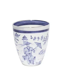 Sofina Porzellan Edles Handwerk|Vasen|Handbemalte Porzellan Vase Chinese blau mit Platinrand