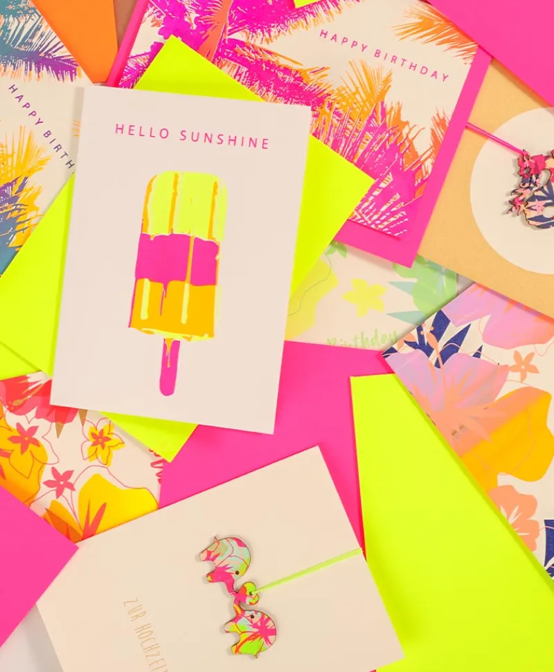 Pink Stories Papeterie|Handgedruckte Klappkarte "Eis am Stiel"