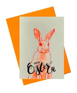 Pink Stories Papeterie|Handgedruckte Klappkarte "Frohe Ostern"