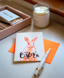 Pink Stories Papeterie|Handgedruckte Klappkarte "Frohe Ostern"