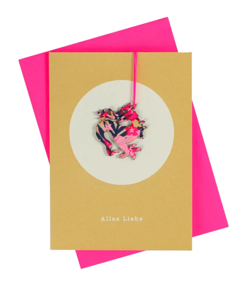 Pink Stories Papeterie|Handgefertigte Klappkarte "Drache Alles Liebe"