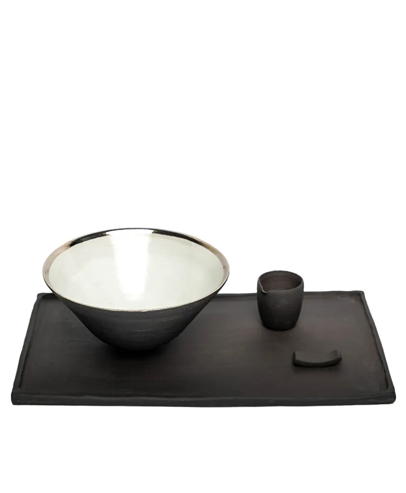 Ton Stein Gut Edles Handwerk|Keramik|Ramen Set “Schwarze Erde”