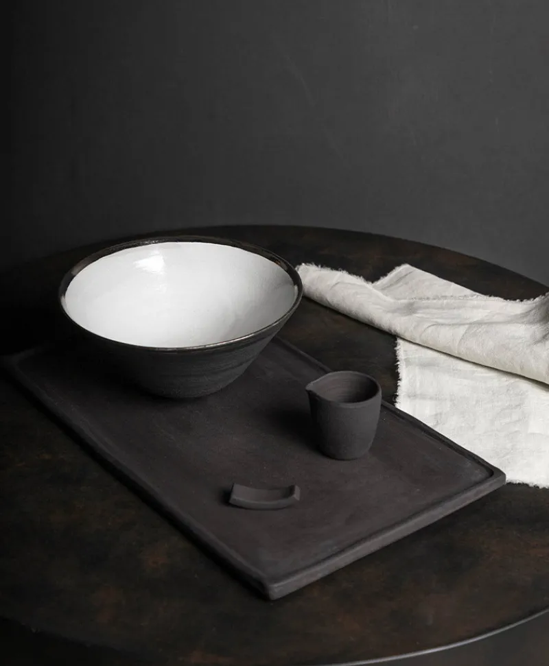Ton Stein Gut Edles Handwerk|Keramik|Ramen Set “Schwarze Erde”