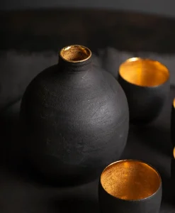 Ton Stein Gut Edles Handwerk|Tassen|Sake Set “Schwarze Erde”