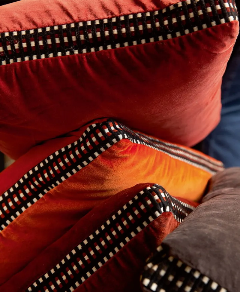 u00c9litis Kissen|Samtkissen Athena mit Paspelveredelung