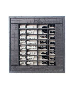 Hector Saxe Paris Edles Handwerk|Spiele|Schachspiel-Box Alligator aus Leder