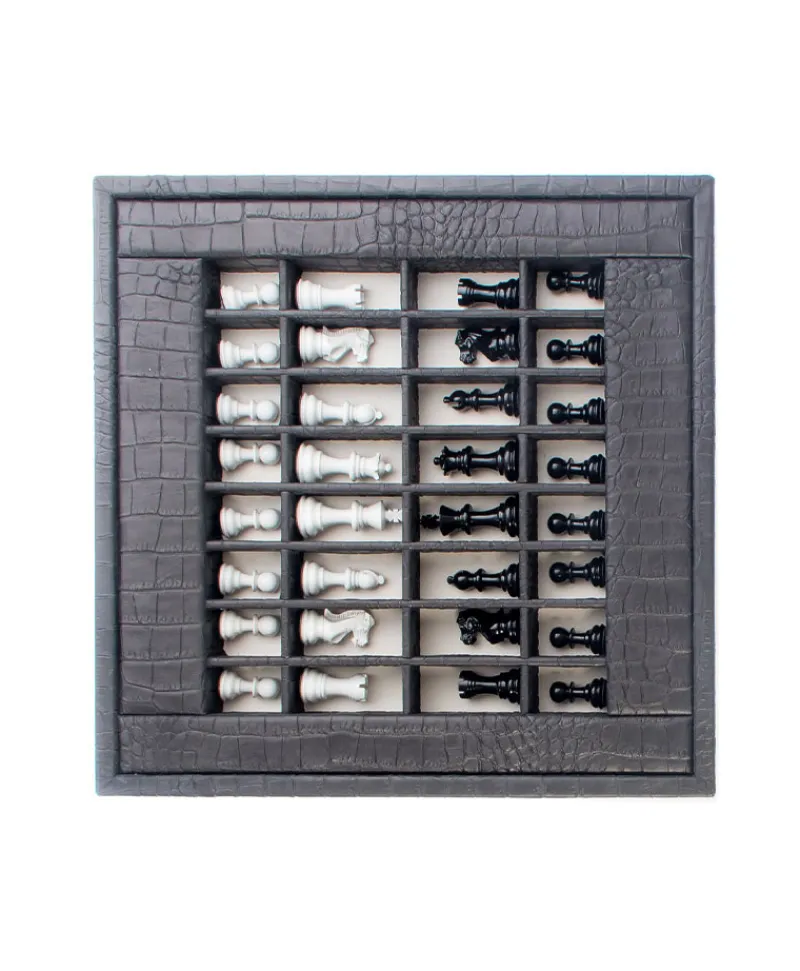 Hector Saxe Paris Edles Handwerk|Spiele|Schachspiel-Box Alligator aus Leder