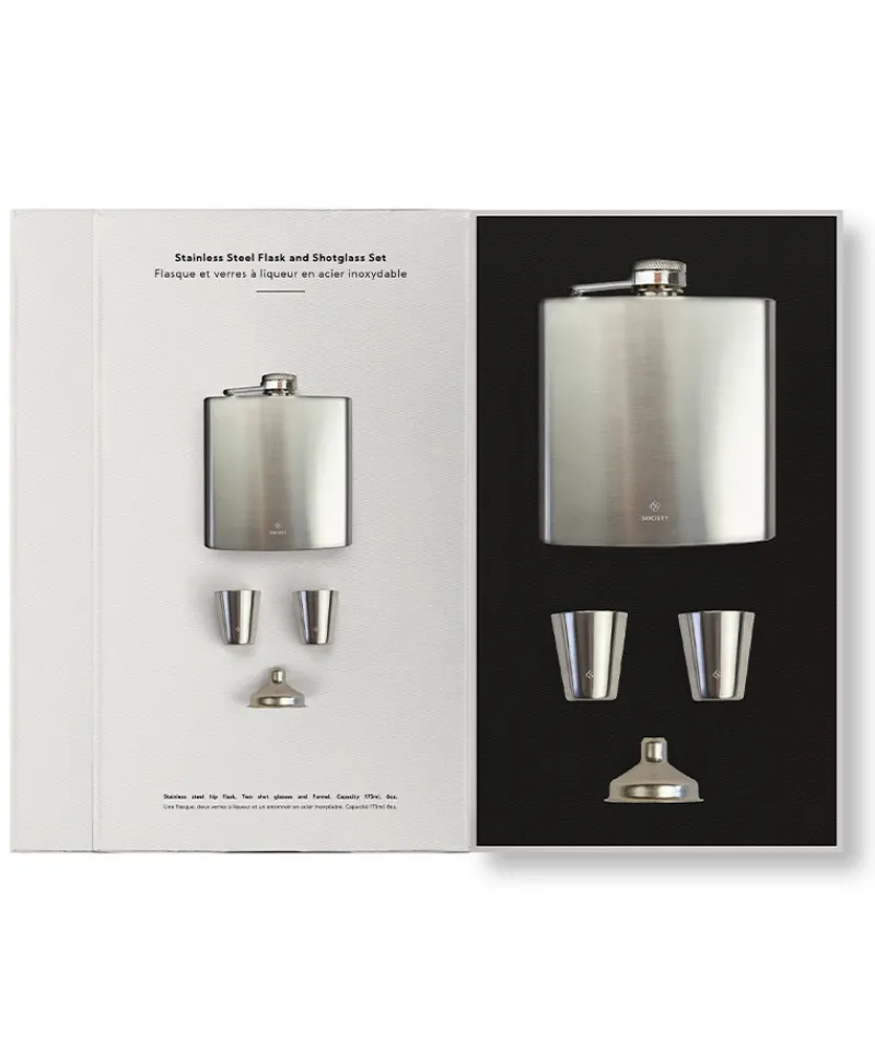Society Paris Bar- Und Weinzubehör|Stainless Steel Flask and Shotglass Set