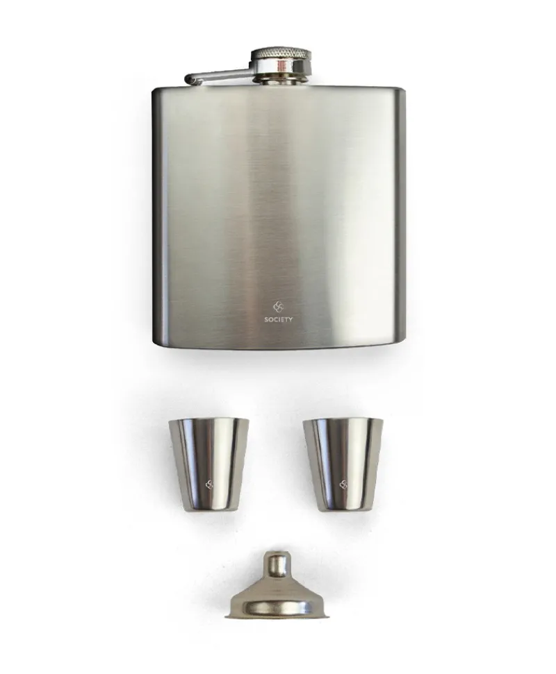 Society Paris Bar- Und Weinzubehör|Stainless Steel Flask and Shotglass Set