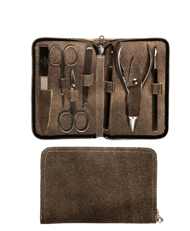 F. HAMMANN Reiseaccessoires|Maniküre Etuis|Wildbuck Manicure – Maniküre-Etui Wildbockleder mit Eschenburg Besteck