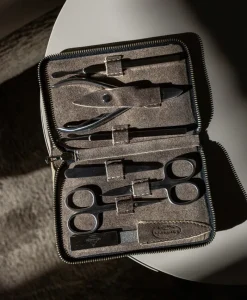 F. HAMMANN Reiseaccessoires|Maniküre Etuis|Wildbuck Manicure – Maniküre-Etui Wildbockleder mit Eschenburg Besteck