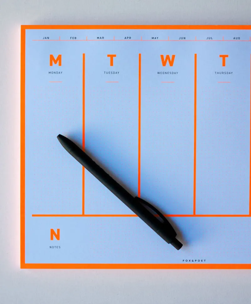 Fox & Poet Papeterie|Schreibtischzubehör|Zeitloser Wochenplaner in schlichtem Design